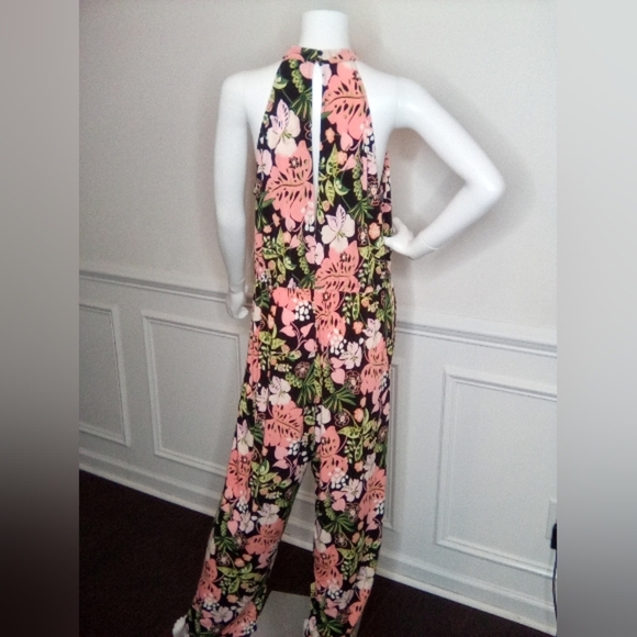 LondonTimes Women's Floral Halter Jumpsuit - Pink and Green, Sz.14 - Picture 8 of 13